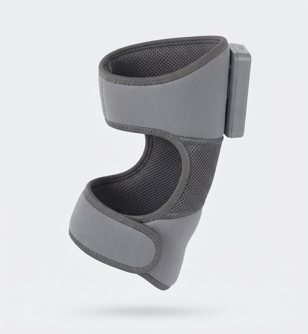 The wrap from the side, open, showing the black breathable mesh lining and the two adjustable straps