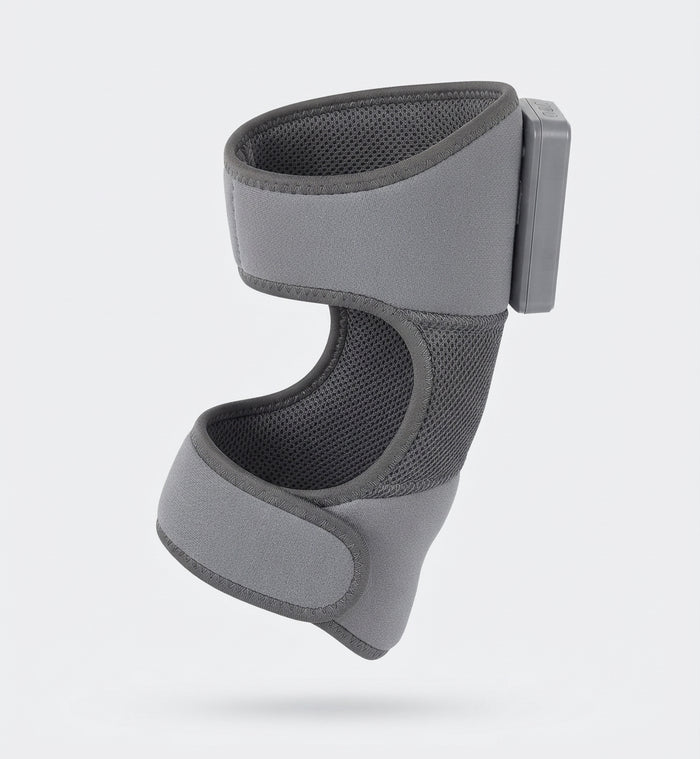 The wrap from the side, open, showing the black breathable mesh lining and the two adjustable straps