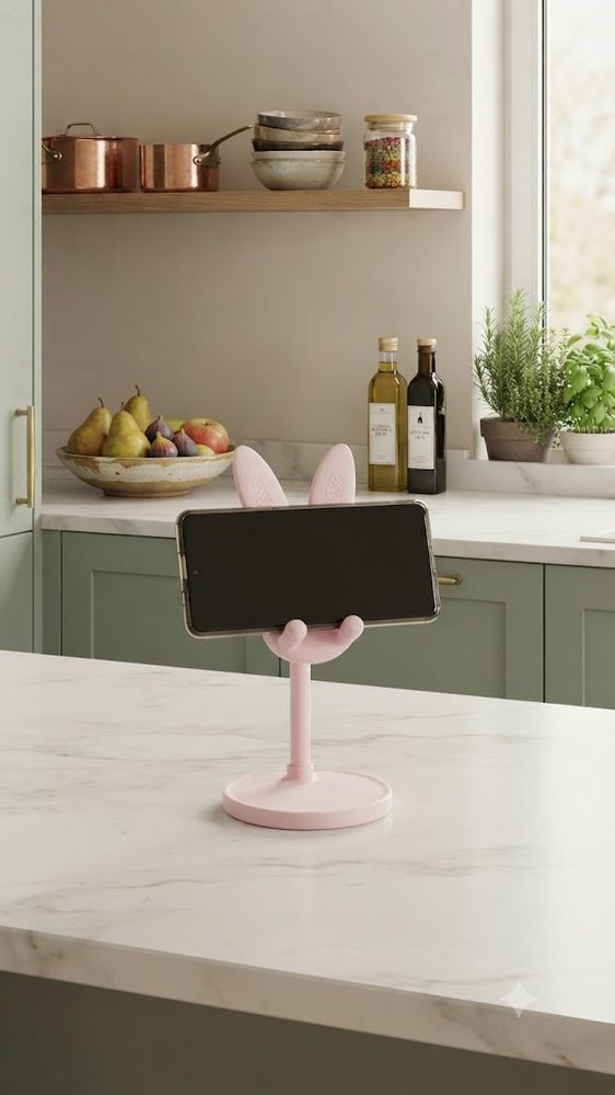 Bunny Perch on a kitchen counter
