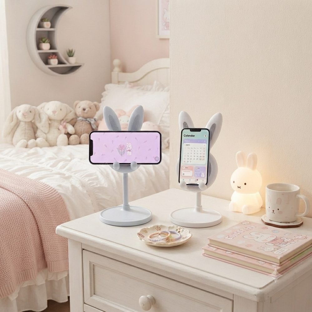Bunny Perch stands on a bedside table